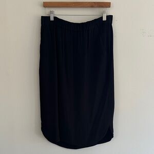 Madewell Black Elastic-Waist Midi Skirt